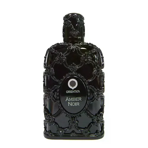 Frasco de Amber Noir de Orientica, contratipo de Santal 33