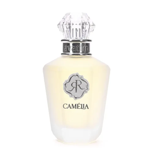 Frasco de Camélia de Avatim, notas de Pimenta Rosa e Tangerina