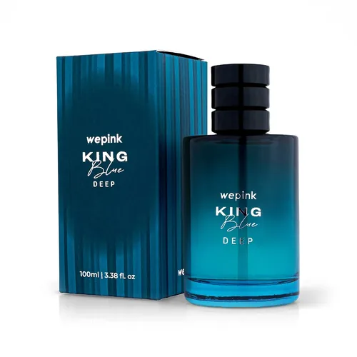 Frasco de King Blue Deep de Wepink, notas de Bergamota e Pimenta Rosa