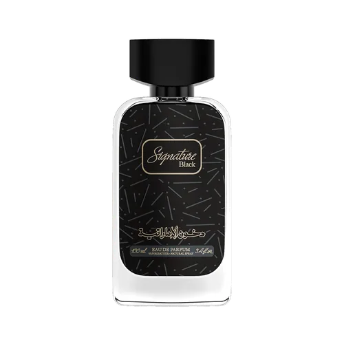 Frasco de Signature Black de Dkhoni, notas de Bergamota e Pimenta Negra