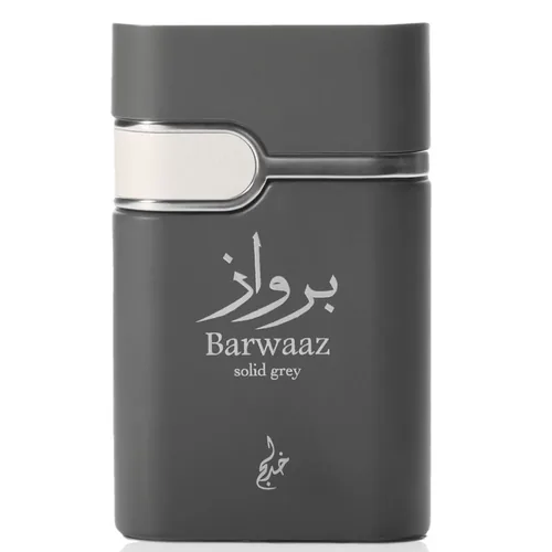 Frasco de Barwaaz Solid Grey de Khadlaj, notas de Limão e Bergamota