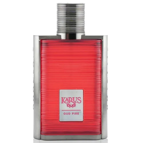 Frasco de Karus Oud Fire de Khadlaj, notas de Bergamota e Rosa