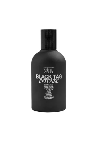 Frasco de Black Tag Intense de Zara, notas de Vetiver e Lavanda