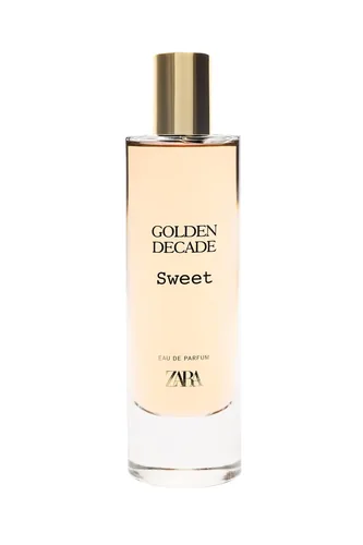 Frasco de Golden Sweet Decade de Zara, notas de Baunilha e Fava Tonka