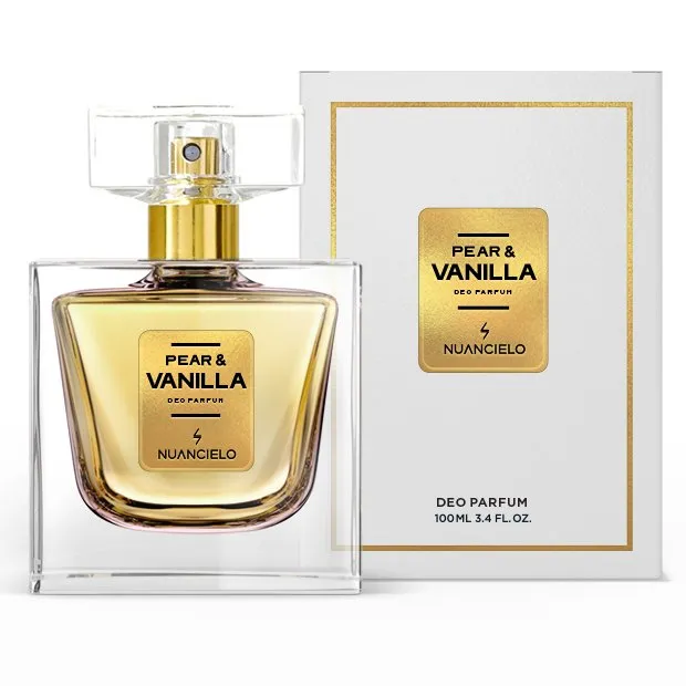 Frasco de Pear & Vanilla de Nuancielo, contratipo de La Belle